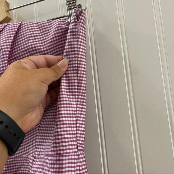 Tocca Pink Raspberry and White Gingham Strapless Silk Dress Sz 8 - Picture 8 of 13